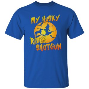 Dog HalloweenMy Husky Rides Shotgun Shirt