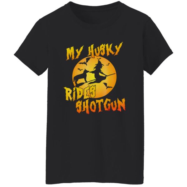 Dog HalloweenMy Husky Rides Shotgun Shirt