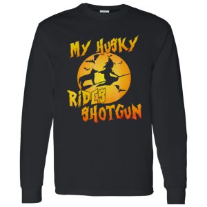 Dog HalloweenMy Husky Rides Shotgun Shirt