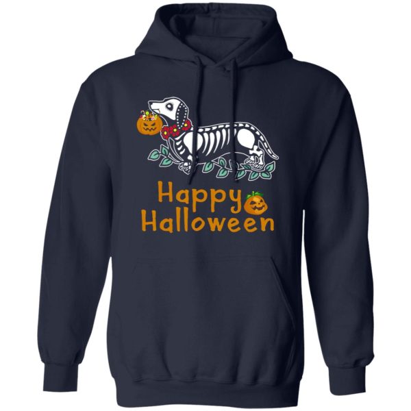 Dachshund Skeleton Pumpkin Happy Halloween Shirt