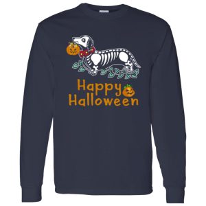 Dachshund Skeleton Pumpkin Happy Halloween Shirt