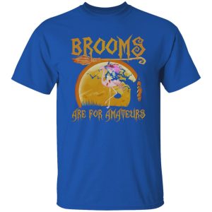 Brooms Are For Amateurs Halloween Witch Riding Flamingo Shirt