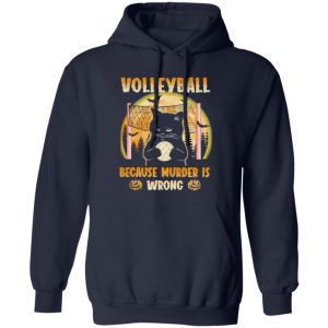 Black Cat Volleyball Because Murder Is Wrong Halloween Shirt