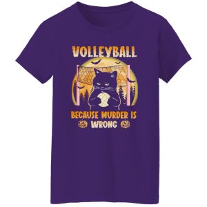 Black Cat Volleyball Because Murder Is Wrong Halloween Shirt