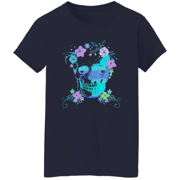 Beautiful Skull and Flowers Halloween Rave Concert Shirt