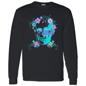 Beautiful Skull and Flowers Halloween Rave Concert Shirt