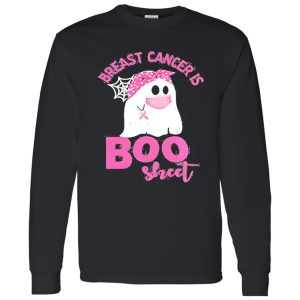 Halloween ghost breast cancer awareness is boo sheet Shirt