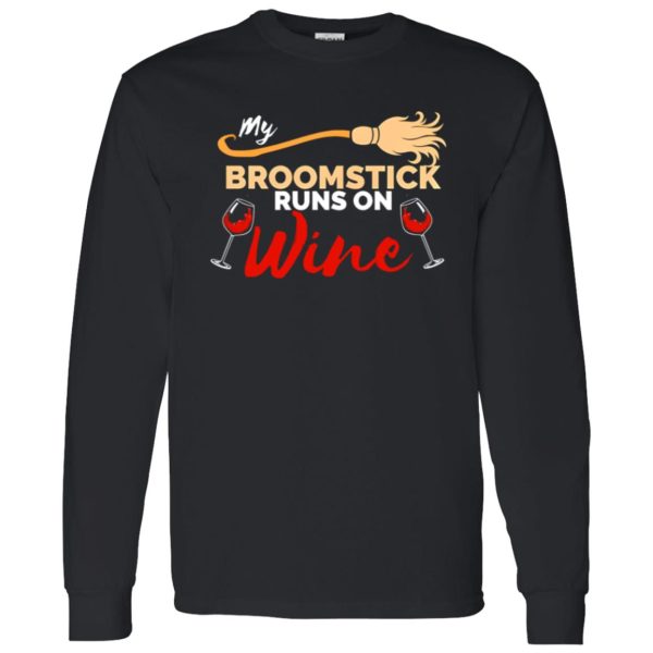 My Broomstick Runs on Wine Halloween Shirt