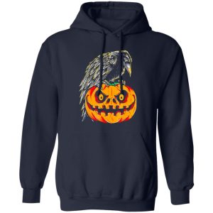 Creepy Black Raven Retro Vintage Pumpkin Halloween Shirt