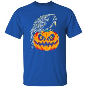 Creepy Black Raven Retro Vintage Pumpkin Halloween Shirt