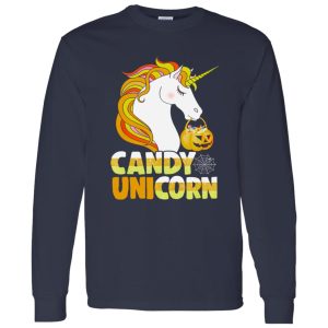 Cute Candy Corn Unicorn Halloween Girls Outfit Shirt