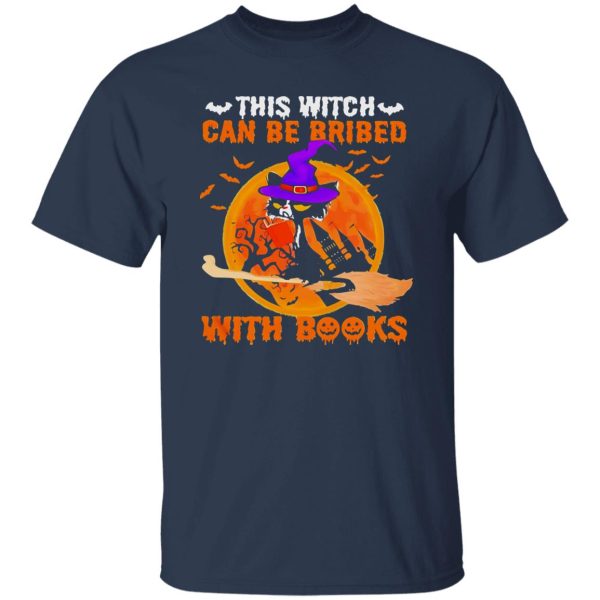 Cat witch this witch can be bribed with books moon Shirt