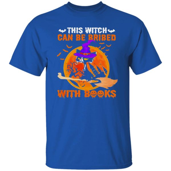 Cat witch this witch can be bribed with books moon Shirt