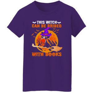 Cat witch this witch can be bribed with books moon Shirt