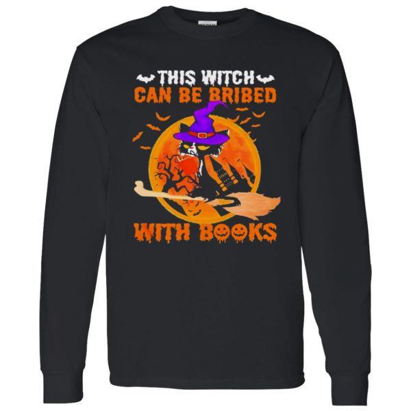 Cat witch this witch can be bribed with books moon Shirt