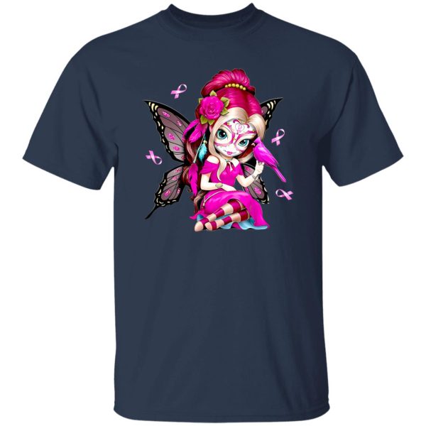 Cute Breast Cancer Girl Sugar Skull Costume Halloween Shirt