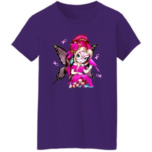 Cute Breast Cancer Girl Sugar Skull Costume Halloween Shirt