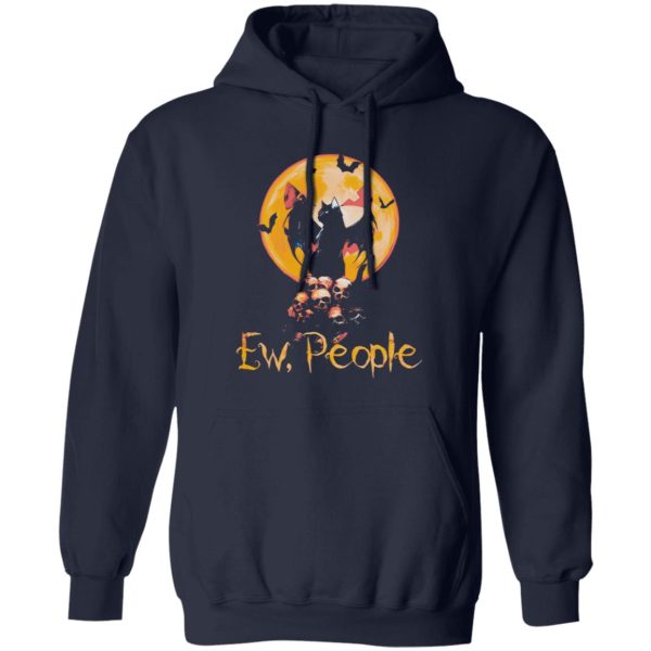 Ew People Black Cat Bats Moon Skull Halloween Shirt