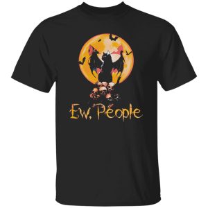 Ew People Black Cat Bats Moon Skull Halloween Shirt