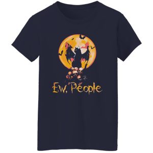 Ew People Black Cat Bats Moon Skull Halloween Shirt