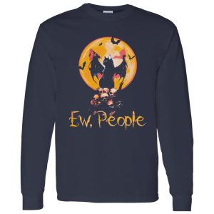 Ew People Black Cat Bats Moon Skull Halloween Shirt