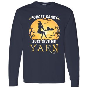 Forget candy just give me yarn Halloween moon Shirt