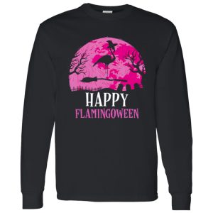 Halloween Flamingo Witch Happy Flamingoween Shirt