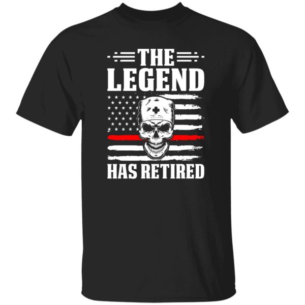 Skull Nurse The Legend Has Retired American Flag Shirt