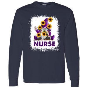 Purple Gnome Sunflowers Butterflies Shirt, Nurse Shirt