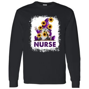 Purple Gnome Sunflowers Butterflies Shirt, Nurse Shirt