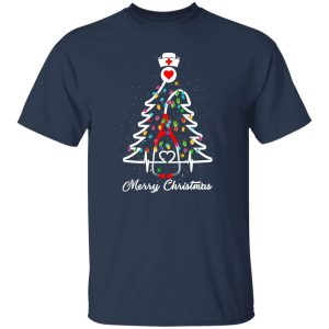 Merry Christmas Nurse Christmas Tree With Fairy Lights And Stethoscope for Shirt