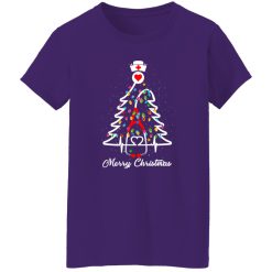 Merry Christmas Nurse Christmas Tree With Fairy Lights And Stethoscope for Shirt