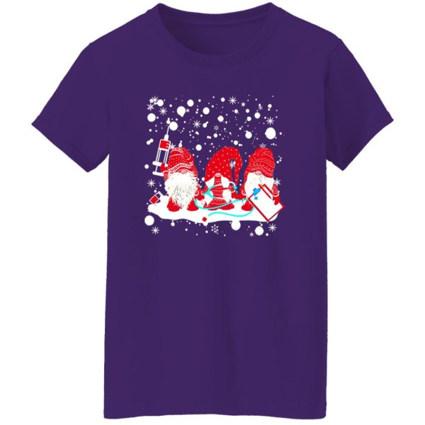 Funny Nurse Gnomes Santa Christmas Light Nursing Lover Gifts Shirt