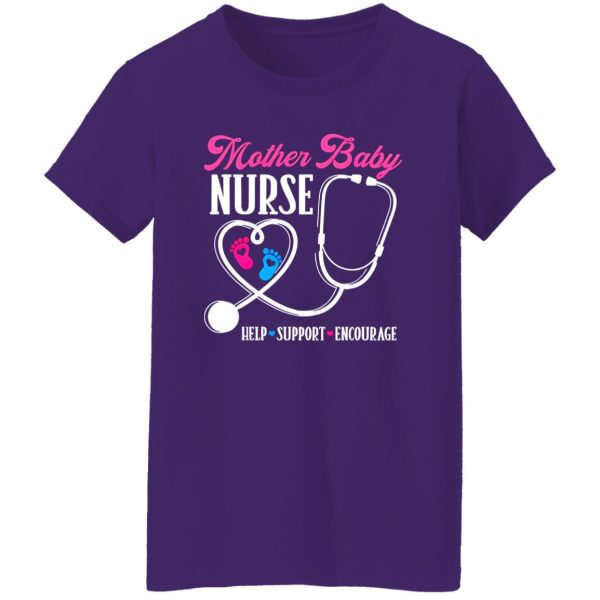 Baby Feet Stethoscope Heart Shirt, Mother Baby Nurse Help Support Encourage Shirt