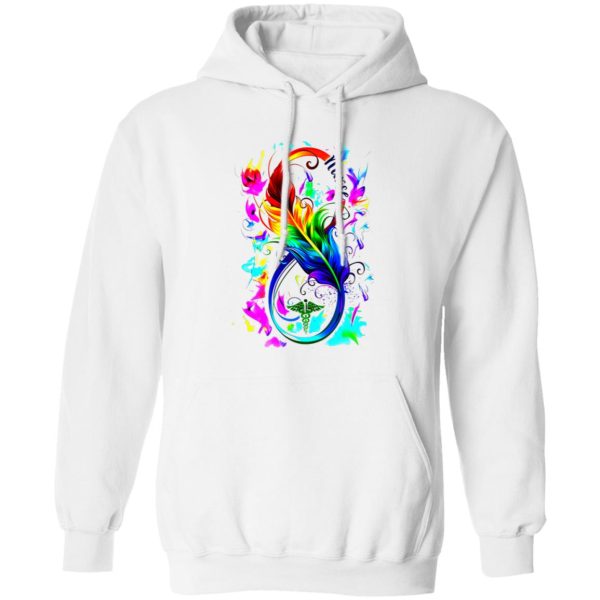 Colorful Feather Infinity Nurse Shirt