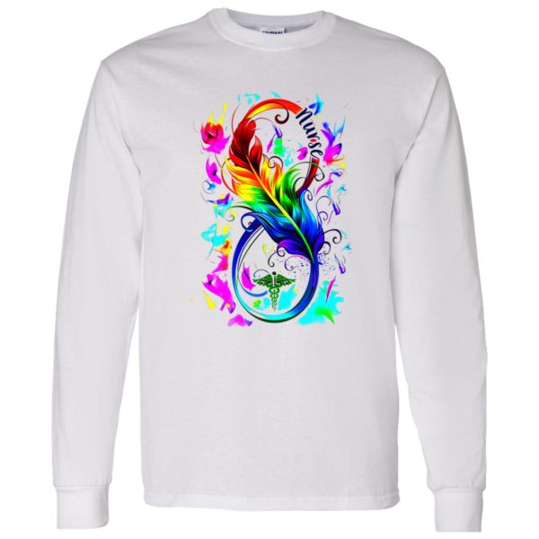 Colorful Feather Infinity Nurse Shirt