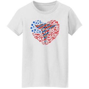 American Flag Cedeceus Nurse Medical Leopard For 4th Of July Shirt