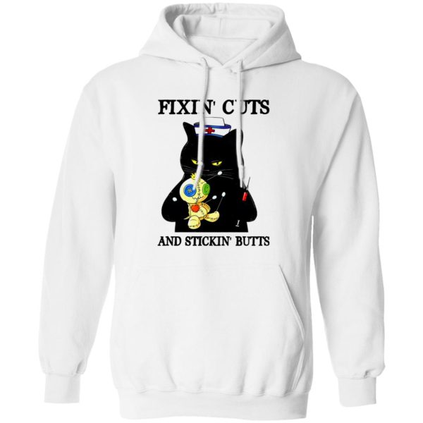 Black Cat Nurse Fixin’ Cuts And Stickin’ Butts Shirt