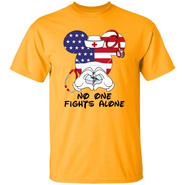 Mickey Mouse Nurse Flag No One Fights Alone Coronavirus Pandemic Shirt