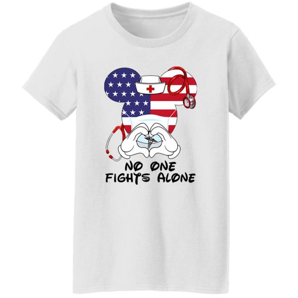 Mickey Mouse Nurse Flag No One Fights Alone Coronavirus Pandemic Shirt