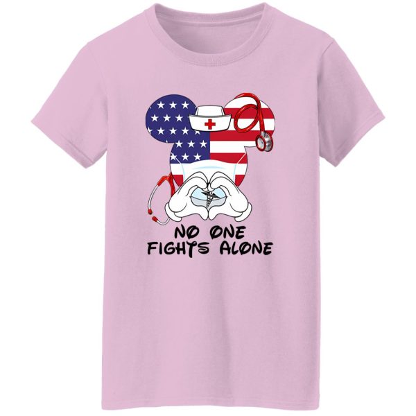 Mickey Mouse Nurse Flag No One Fights Alone Coronavirus Pandemic Shirt