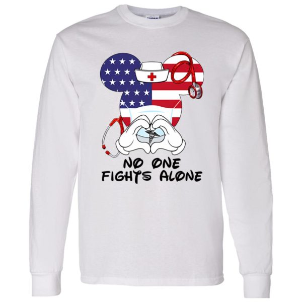 Mickey Mouse Nurse Flag No One Fights Alone Coronavirus Pandemic Shirt