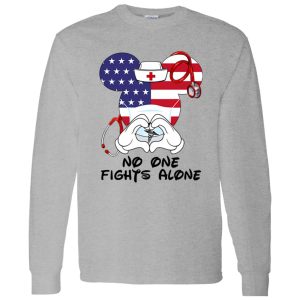 Mickey Mouse Nurse Flag No One Fights Alone Coronavirus Pandemic Shirt