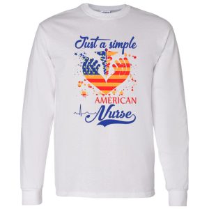 Just A Simple American Nurse Ceduceus Nurse Symbol Mix American Flag Shirt