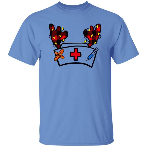 Funny Christmas Nurse Shirt, Nurse Hat With Reindeer Horns Shirt