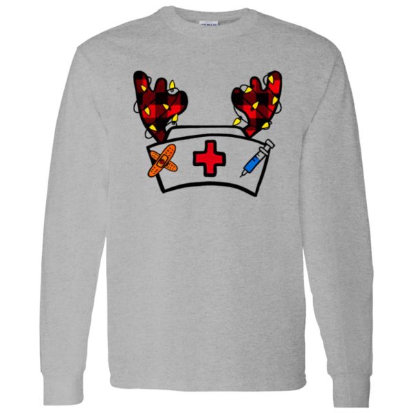 Funny Christmas Nurse Shirt, Nurse Hat With Reindeer Horns Shirt