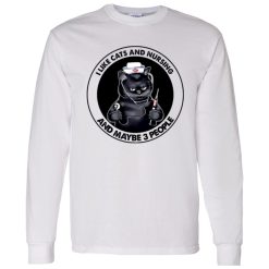 I Like Cats and Nursing And Maybe 3 People Funny Black Cat Circle Design Shirt