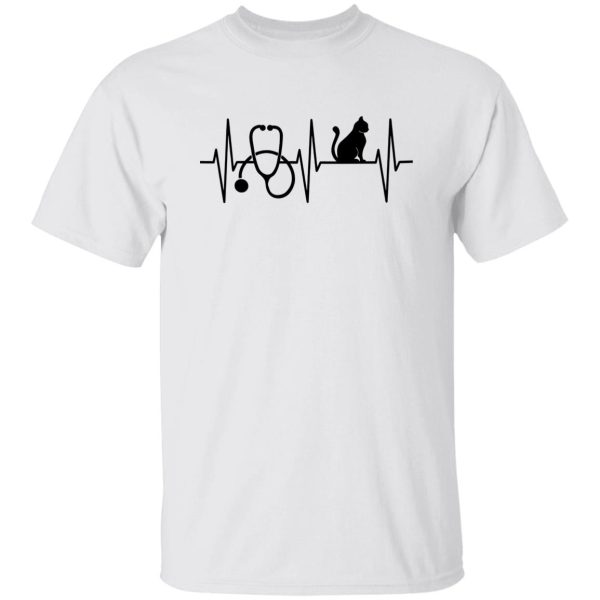 Stethoscope and Cat on Heartbeat for Nurse Loves Cat Shirt