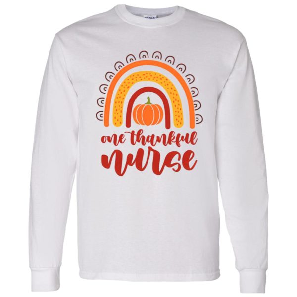 Rainbow Pumpkins One Thankful Nurse for Thanksgiving Shirt