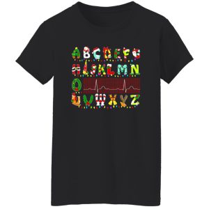 Christmas Alphabet Heartbeat Gift for Nurse Shirt